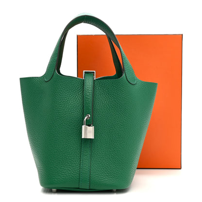 Hermes Taurillon Clemence Picotin Lock 18 PM Vert Vertigo 11 of 11