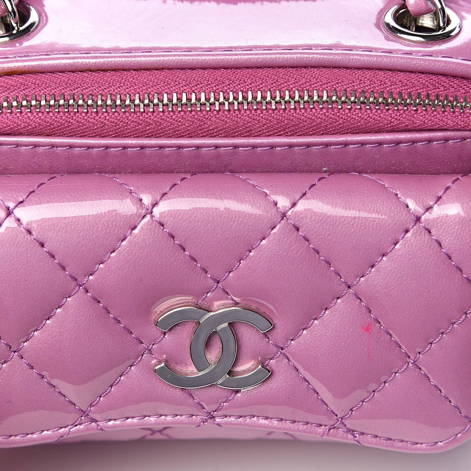 Chanel Patent Quilted Small Pocket Box Camera Case Purple 12 of 13