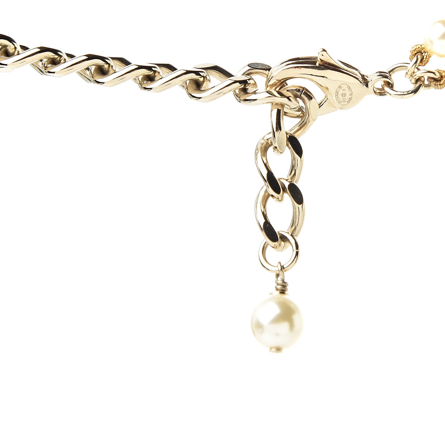 Chanel Pearl Crystal CC Necklace Gold 5 of 6