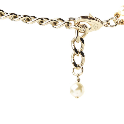 Chanel Pearl Crystal CC Necklace Gold 5 of 6