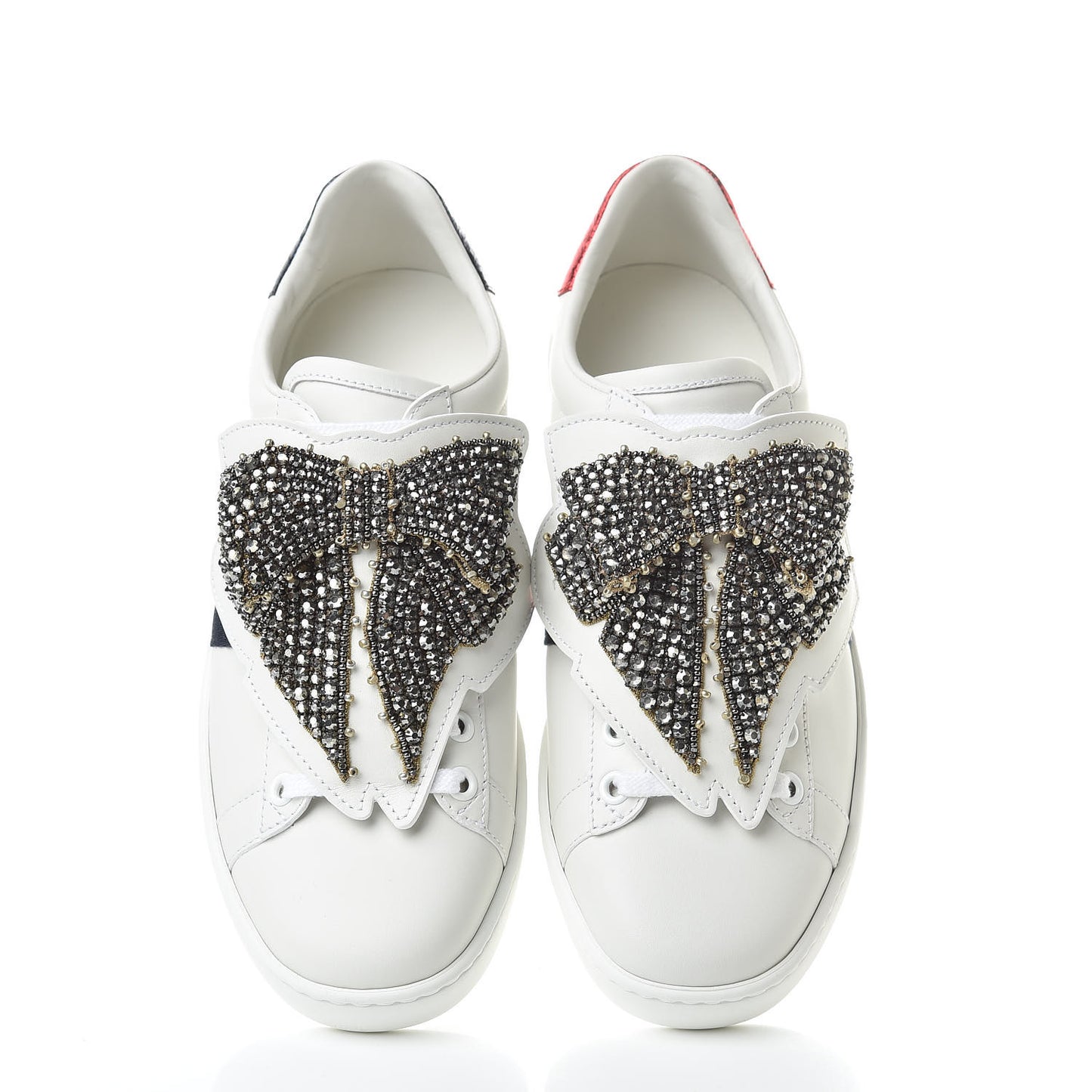 Calfskin Ayers Web Womens Ace Bow Lace Sneakers 37 White