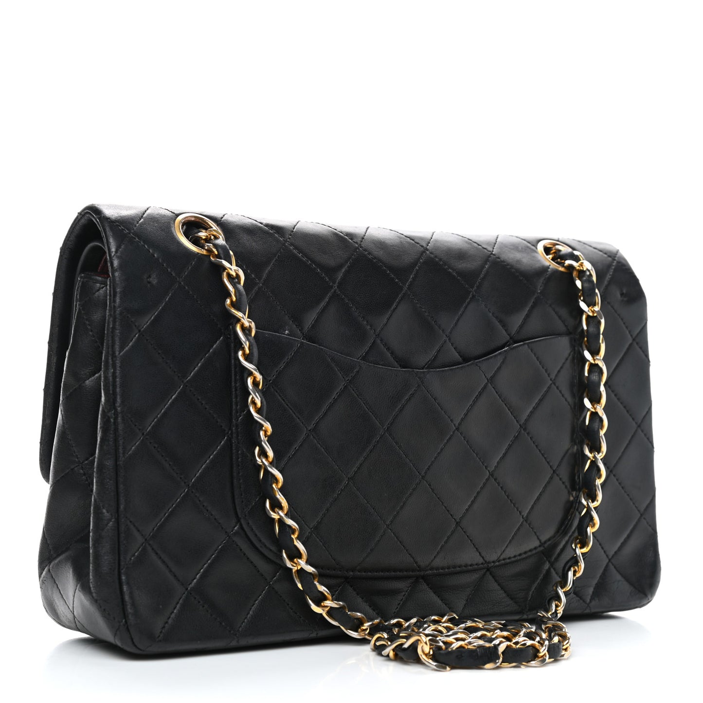 Lambskin Quilted Medium Double Flap Black