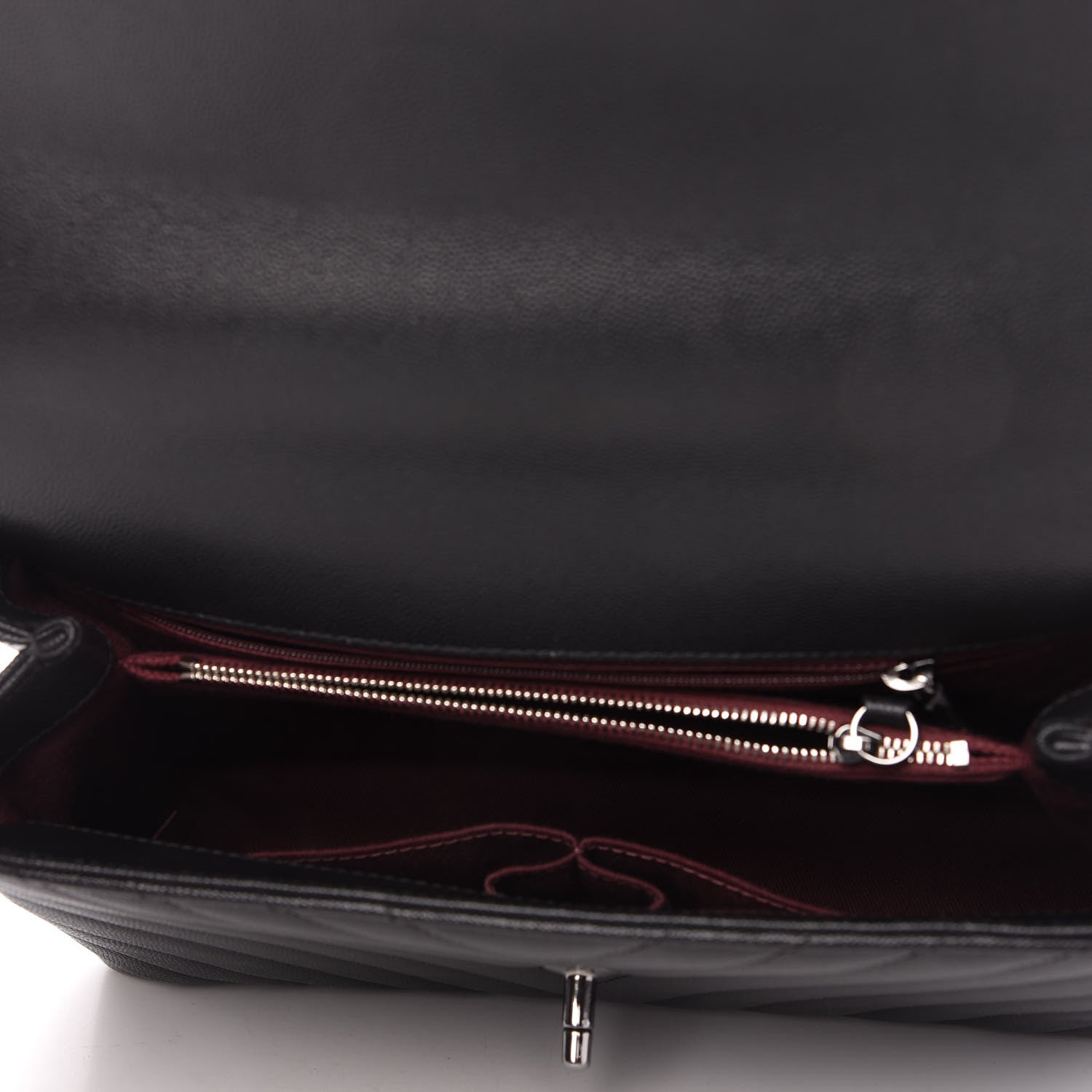 Chanel Caviar Chevron Quilted Small Coco Handle Flap Black 5 of 11