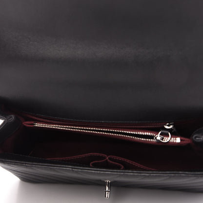 Chanel Caviar Chevron Quilted Small Coco Handle Flap Black 5 of 11