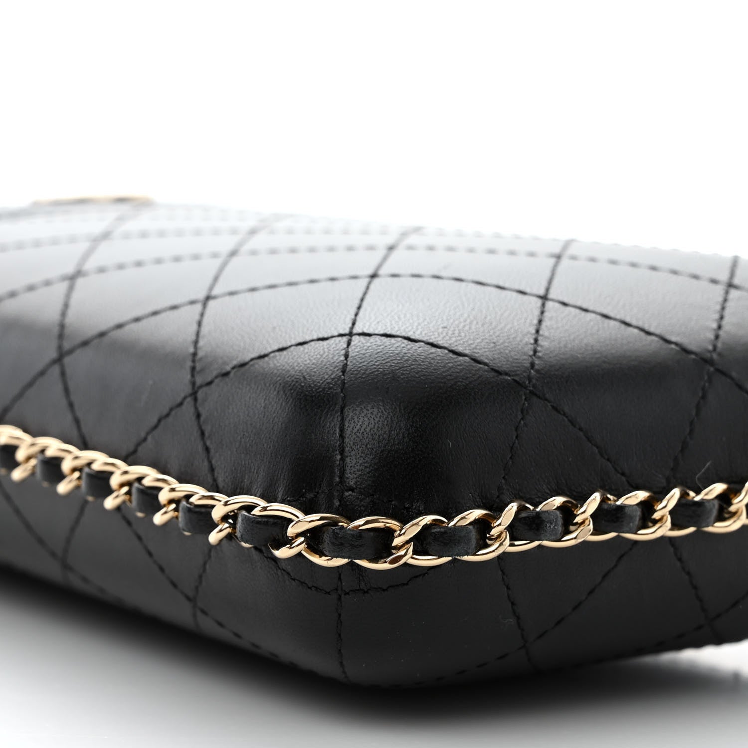 Chanel Lambskin Quilted Chain Around Phone Holder Black 9 of 10