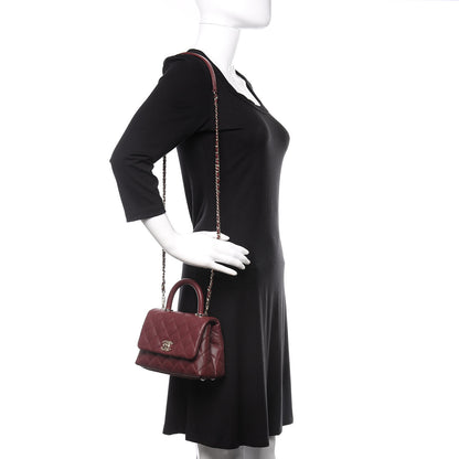 Chanel Caviar Quilted Extra Mini Coco Handle Flap Burgundy 2 of 10