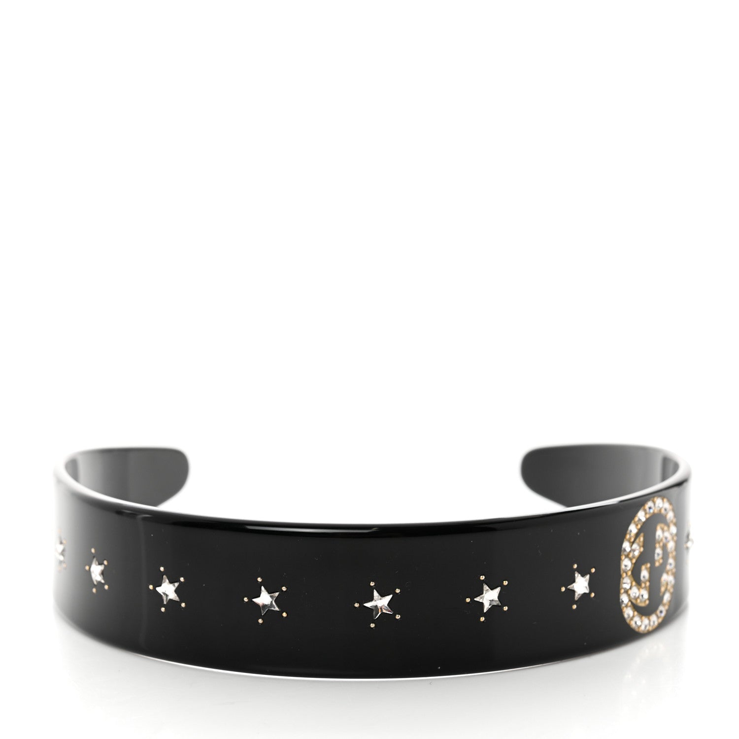 Gucci Resin Crystal Interlocking G Headband Black 2 of 5