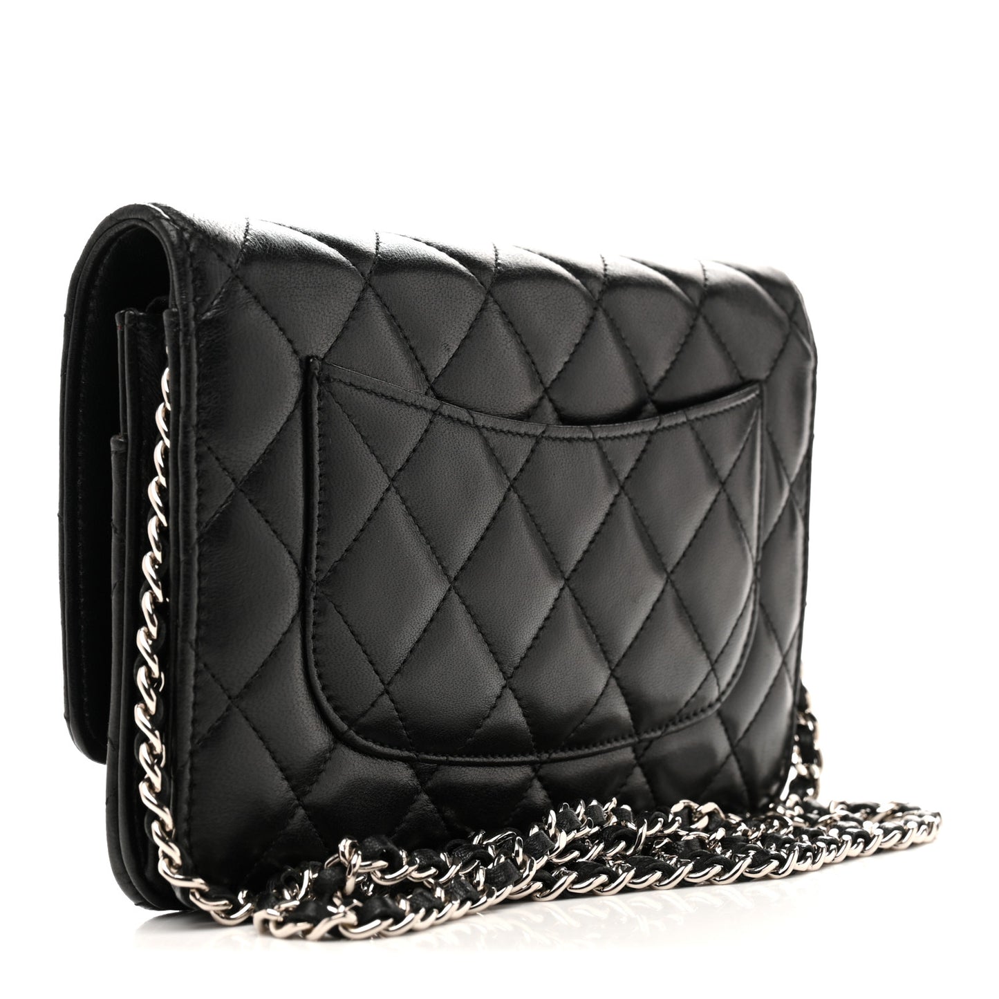 Lambskin Quilted Wallet On Chain WOC Black