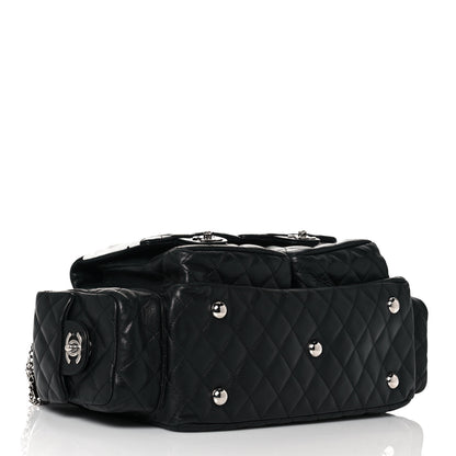 Chanel Calfskin Quilted Large Cambon Multipocket Reporter Black White 4 of 12