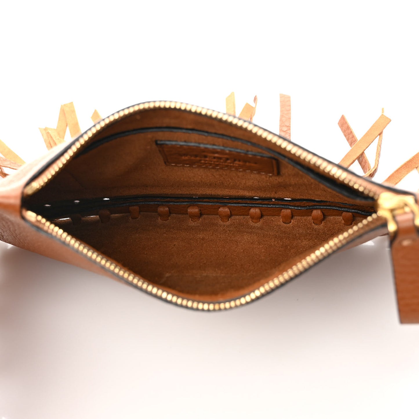 Grained Calfskin C-Rockee Sagittarius Fringe Clutch Brown