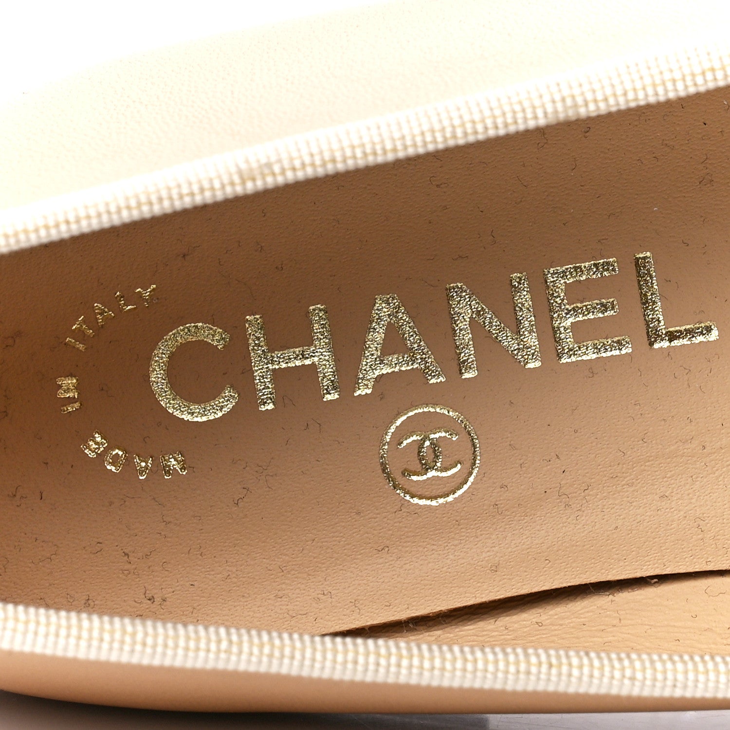 Chanel Lambskin Cap Toe CC Ballerina Flats 36.5 Beige Black 7 of 9