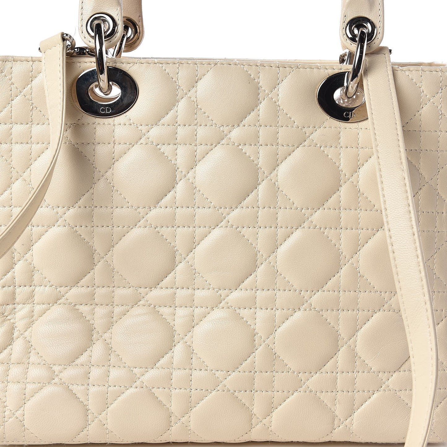 Lambskin Cannage Medium Lady Dior Light Beige