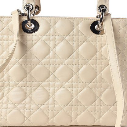 Christian Dior Lambskin Cannage Medium Lady Dior Light Beige 13 of 21