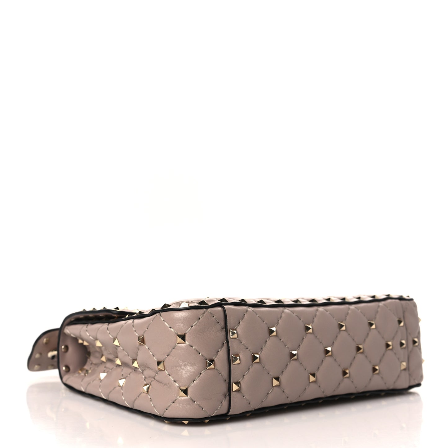 Lambskin Medium Rockstud Spike Shoulder Bag Poudre