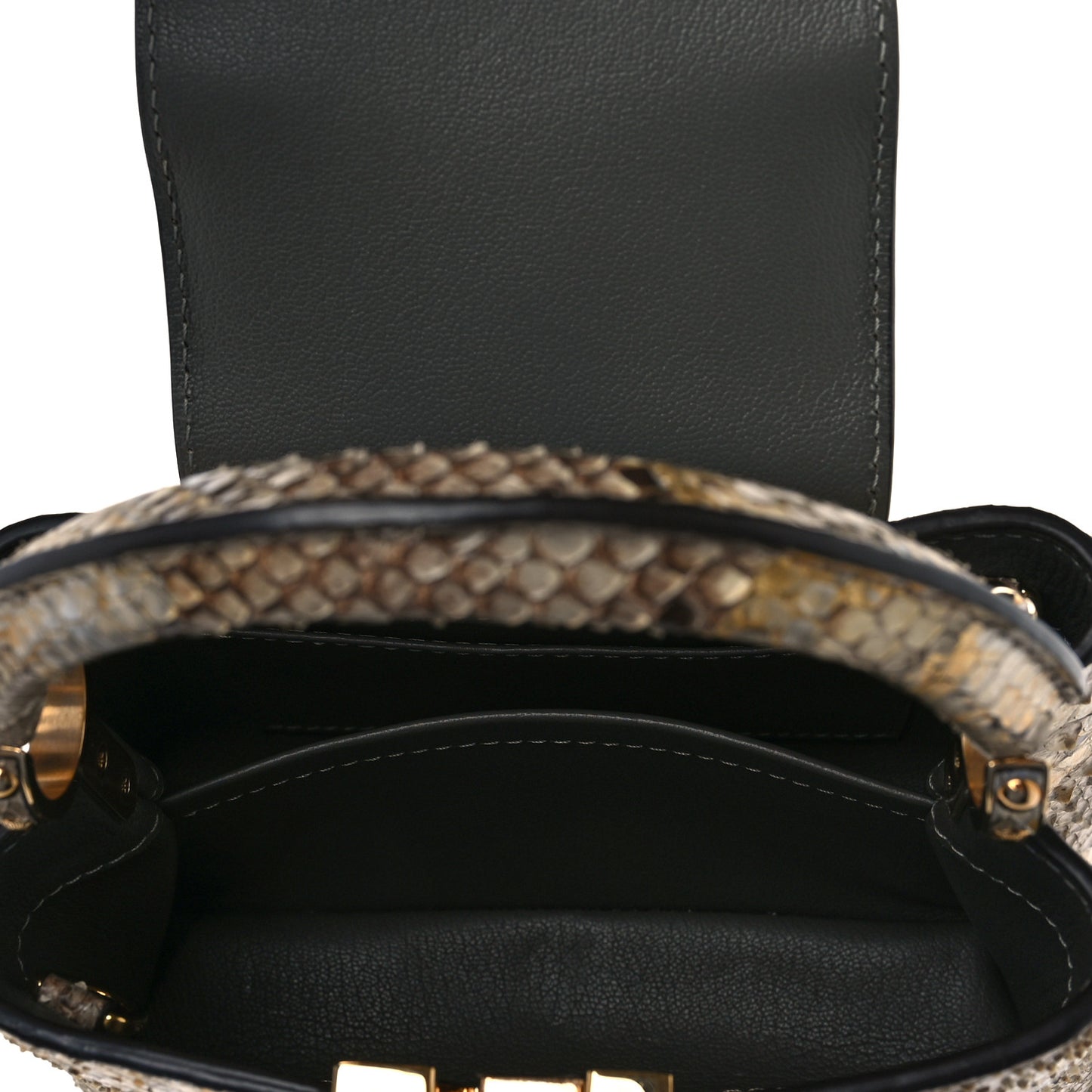 Metallic Python Capucines Mini Gold Silver
