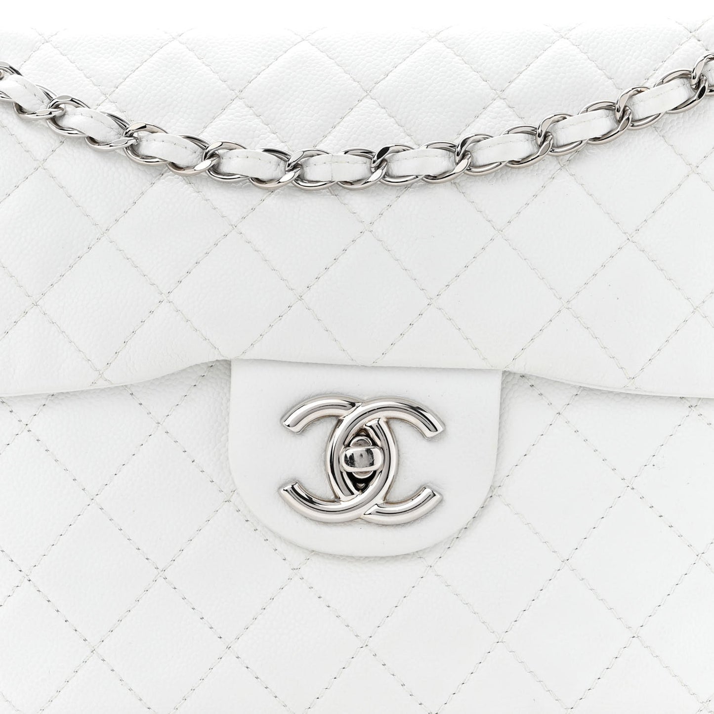 Caviar Quilted Maxi Single Flap White