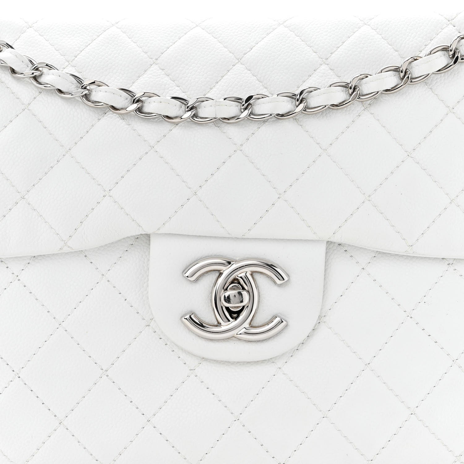 Chanel Caviar Quilted Maxi Single Flap White 8 of 13