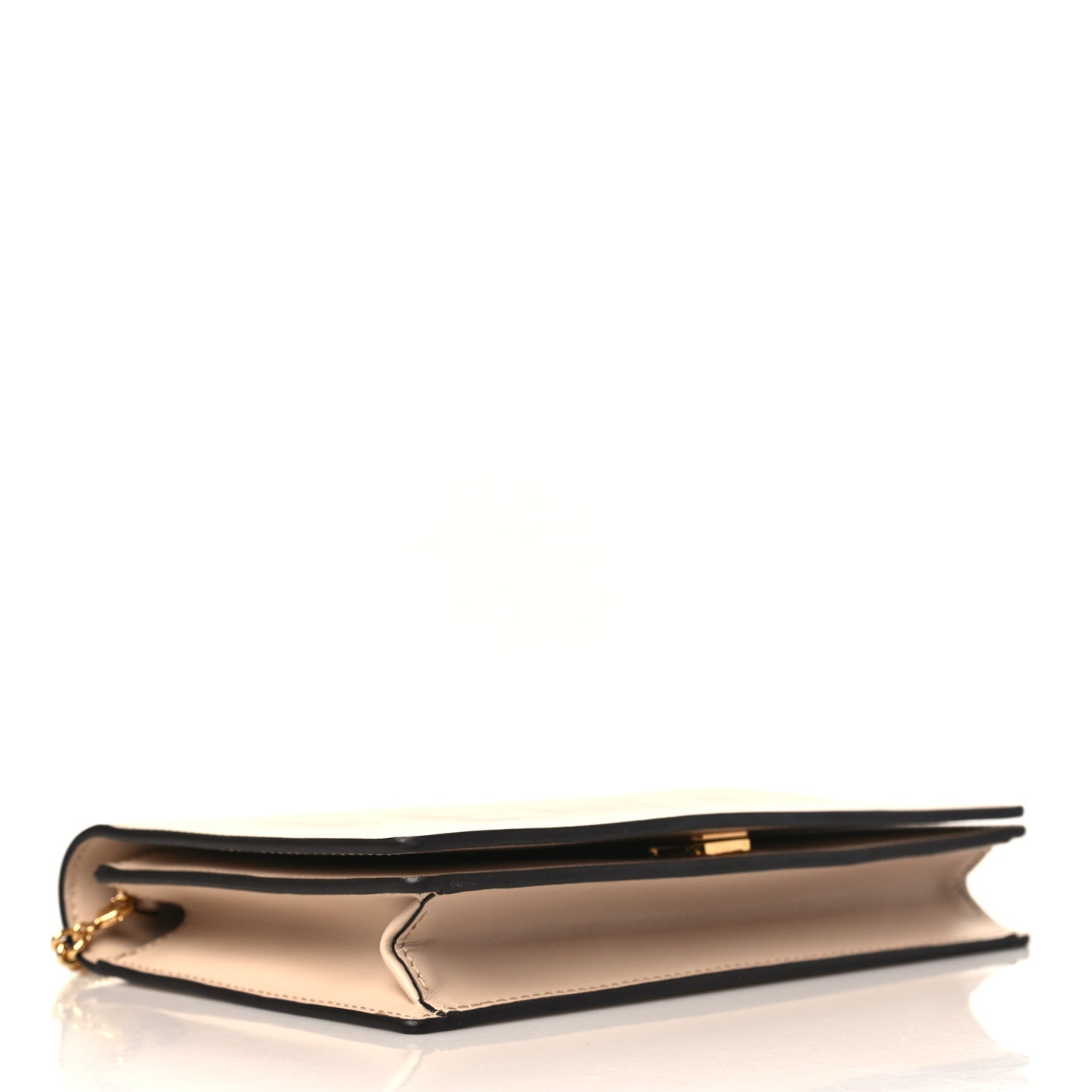 Vitello King Tamponato Logo Embossed Medium Wallet On Chain Poudre