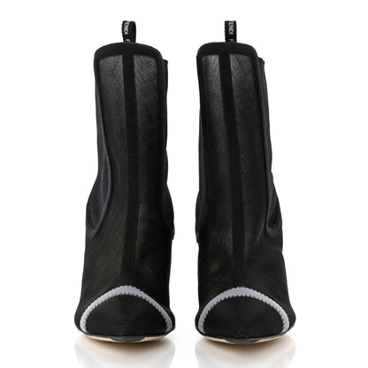 Fendi Mesh Colibri Mid Heel Ankle Booties 36 Antracite Black 2 of 8