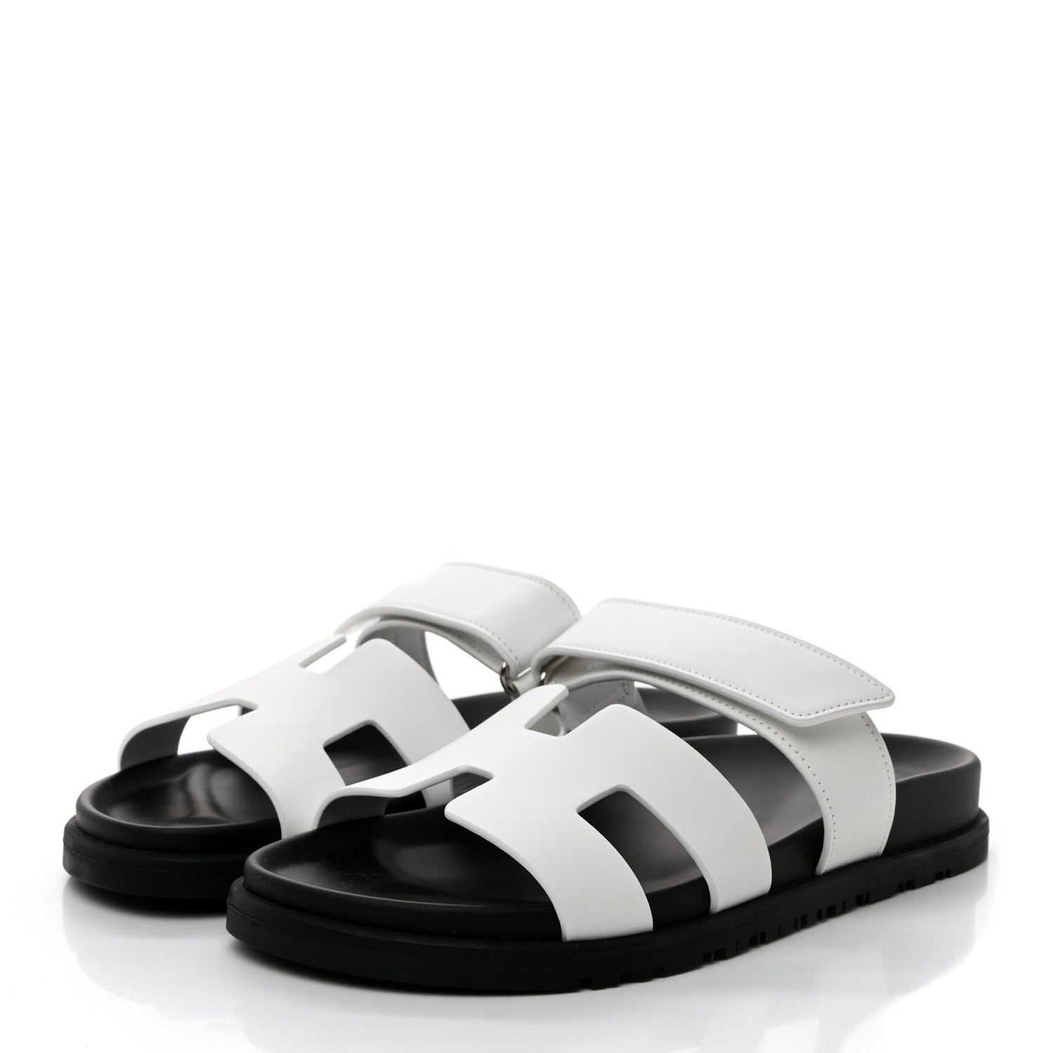 Hermes Calfskin Womens Chypre Sandals 37 White 3 of 9
