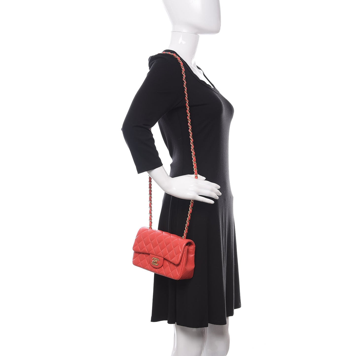 Lambskin Quilted Mini Rectangular Flap Red