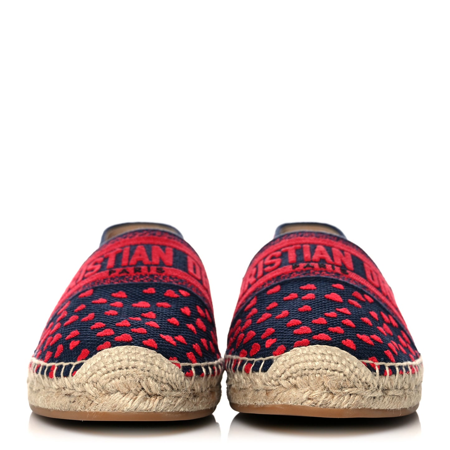 Cotton Embroidered Hearts Granville Espadrille 39.5 Blue Red