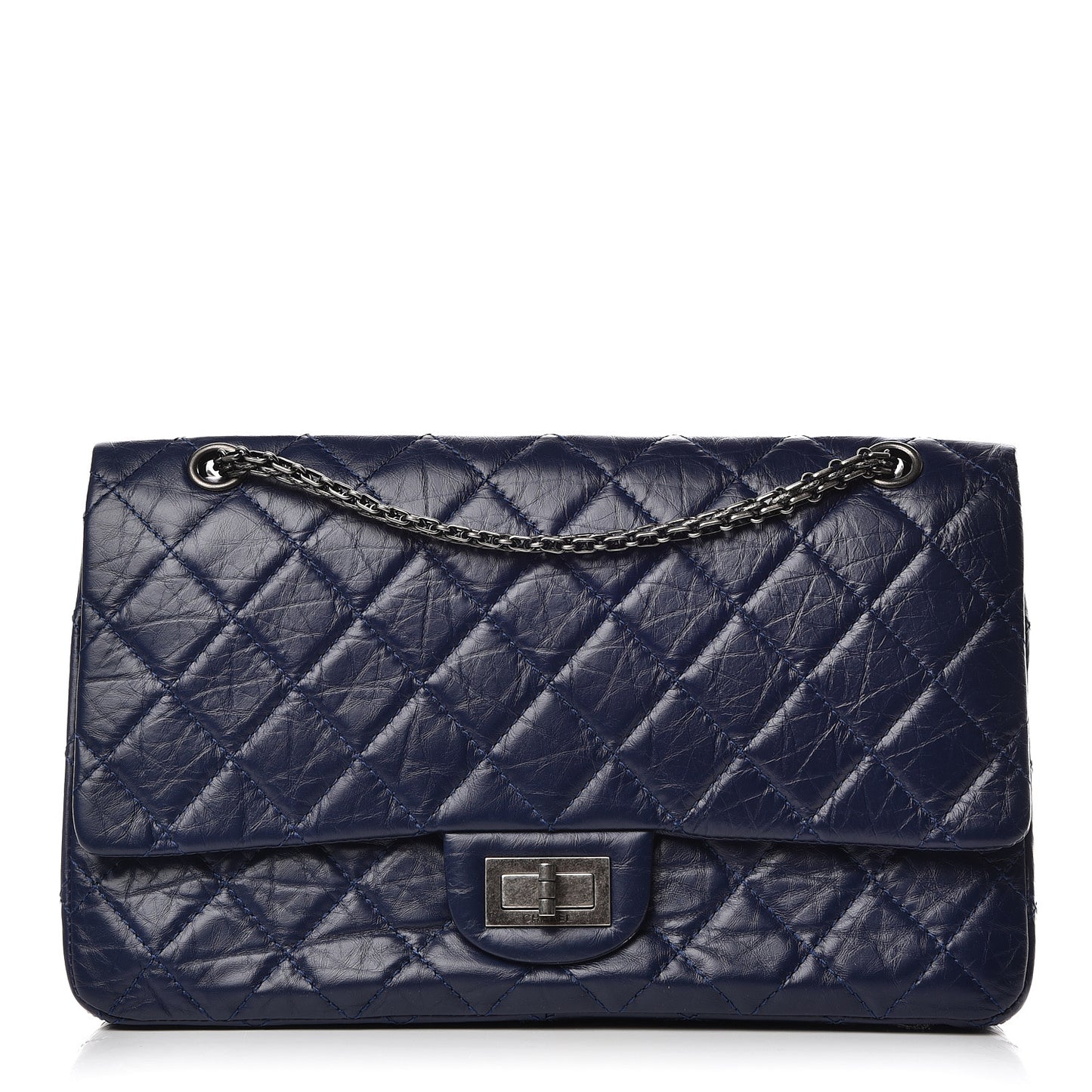Aged Calfskin Quilted 2.55 Reissue 227 Flap Dark Blue