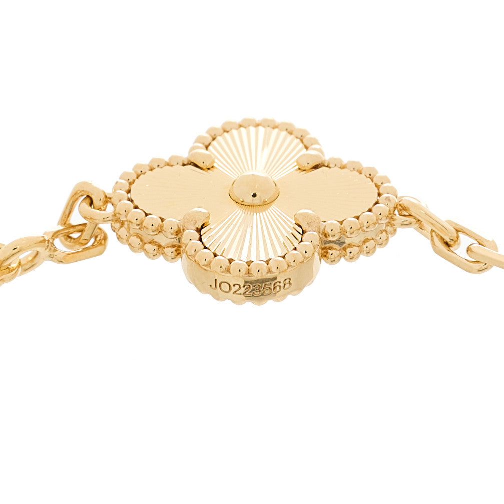 Van Cleef & Arpels 18K Yellow Gold Diamond 5 Motifs Guilloche Vintage Alhambra Bracelet 3 of 5