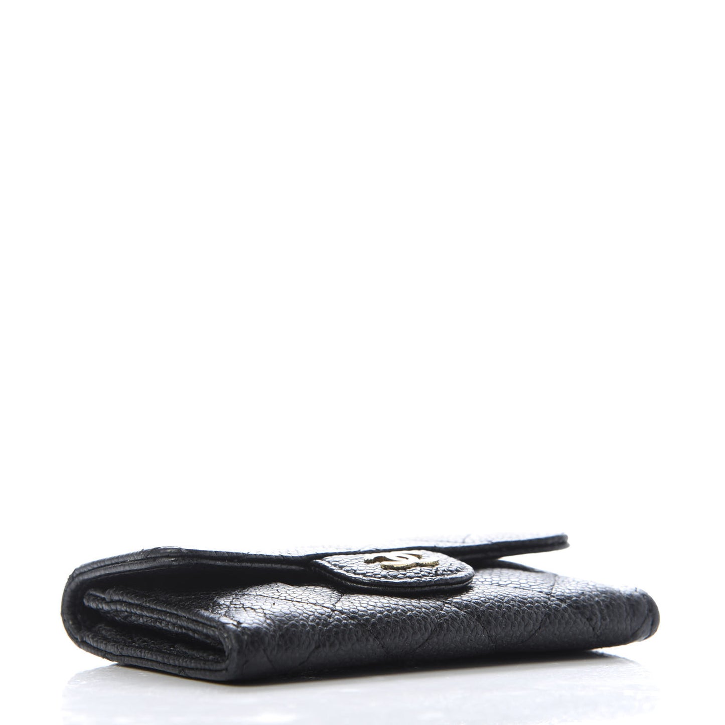 Caviar Quilted Flap Card Holder Black