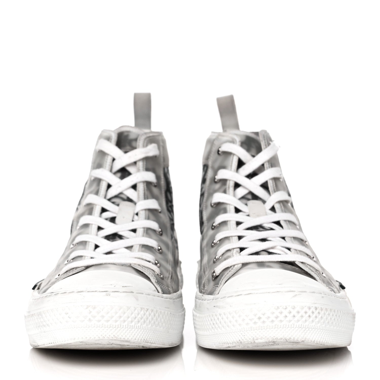 Christian Dior Technical Canvas Oblique Mens B23 High Top Sneakers 43 White Black 2 of 9