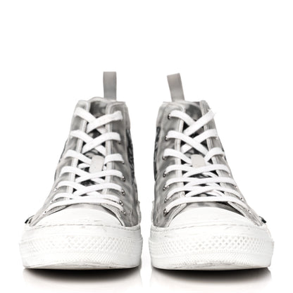 Christian Dior Technical Canvas Oblique Mens B23 High Top Sneakers 43 White Black 2 of 9