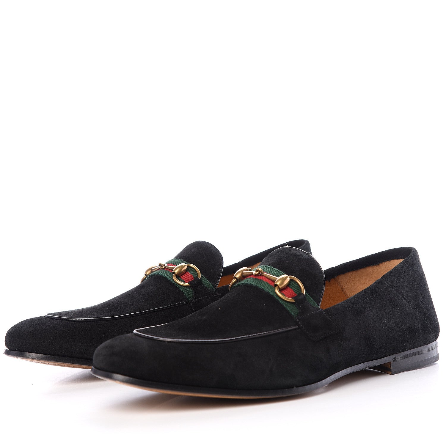 Gucci Suede Web Mens Horsebit Loafers 12 Black 2 of 11