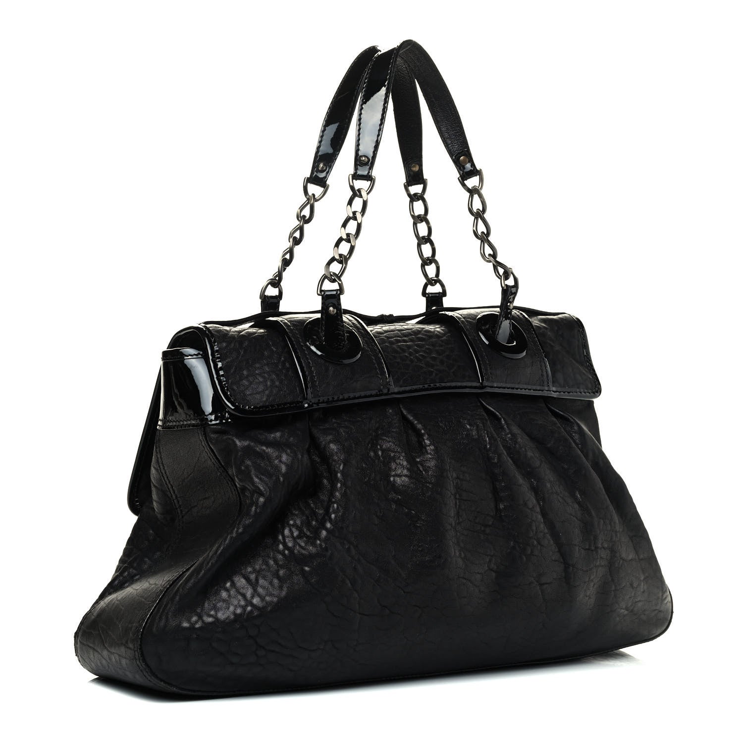 Fendi Nappa Patent Large B Bag Black 2 of 4