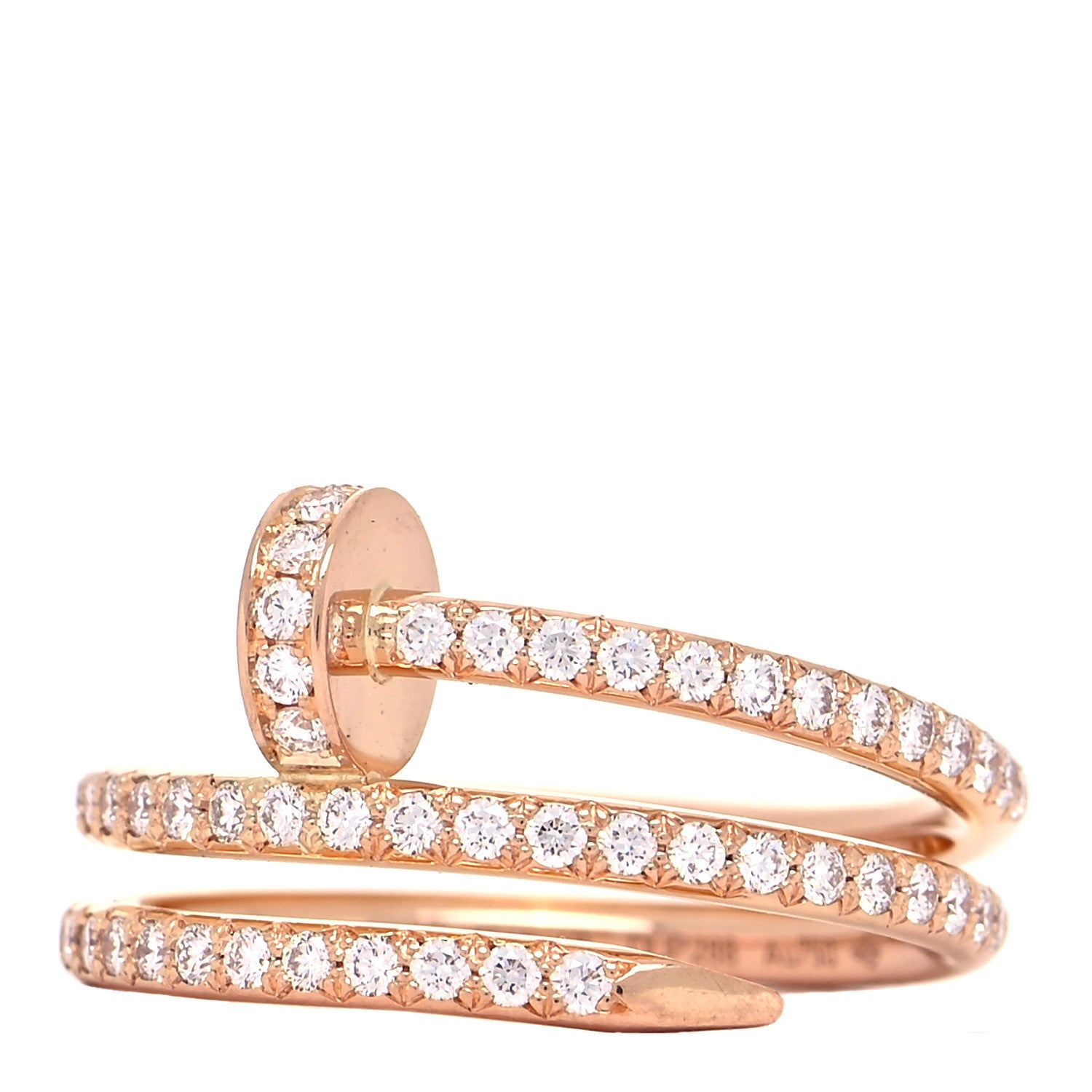 Cartier 18K Pink Gold Diamond Double Juste Un Clou Paved Ring 49 4.75 7 of 16
