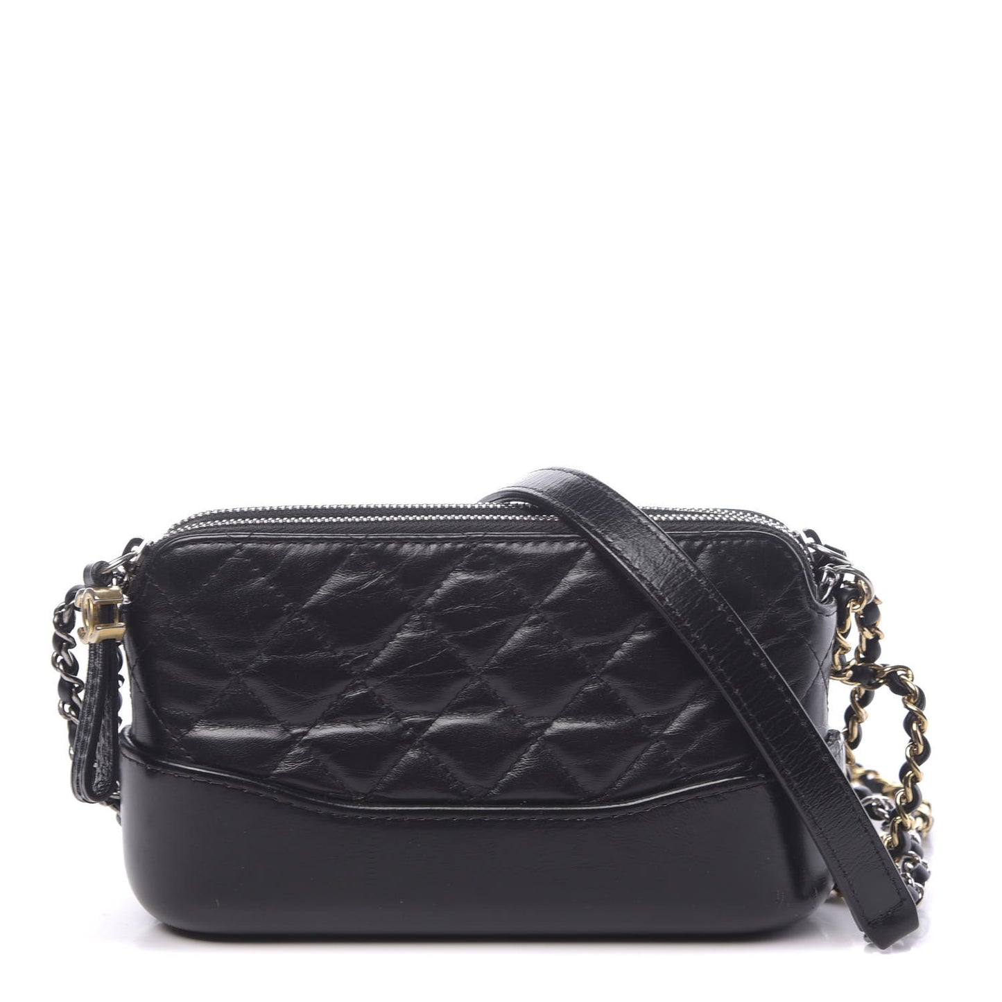 Aged Calfskin Quilted Small Gabrielle Clutch With Chain Black