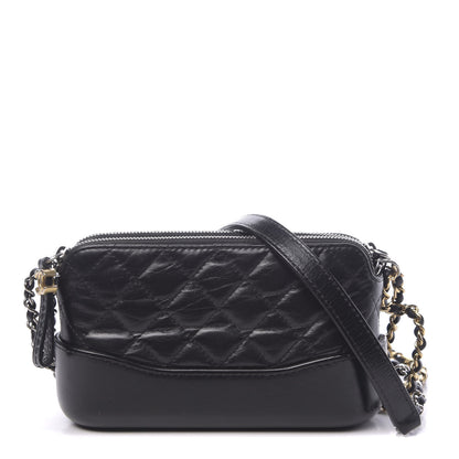 Chanel Aged Calfskin Quilted Small Gabrielle Clutch With Chain Black 1 of 14