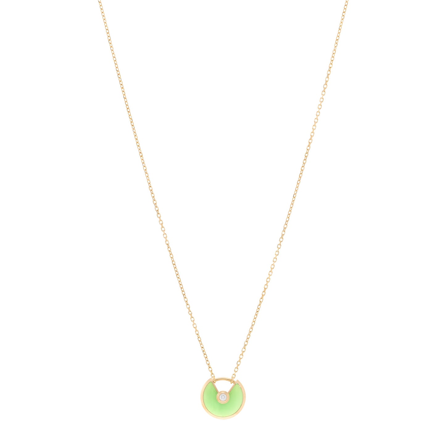 18K Yellow Gold Diamond Chrysoprase XS Amulette de Cartier Pendant Necklace