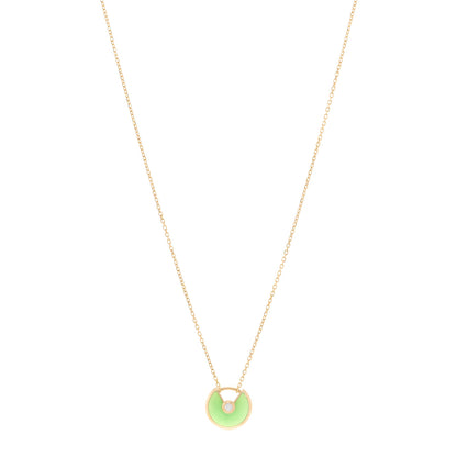 Cartier 18K Yellow Gold Diamond Chrysoprase XS Amulette de Cartier Pendant Necklace 1 of 4