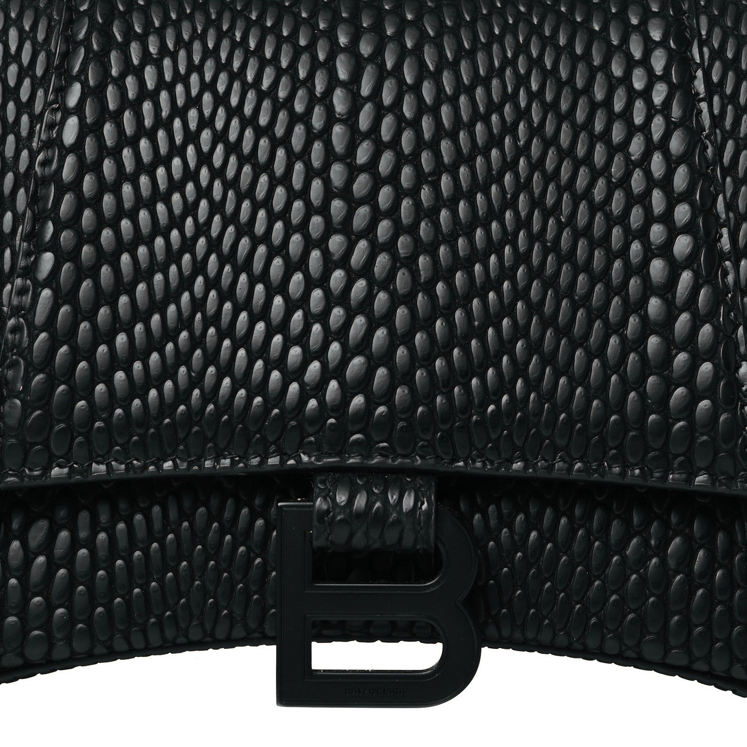 Balenciaga Matte Calfskin Viper Effect Small Hourglass Top Handle Bag Black 8 of 11
