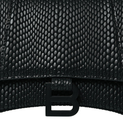 Balenciaga Matte Calfskin Viper Effect Small Hourglass Top Handle Bag Black 8 of 11