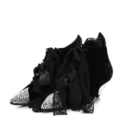 Saint Laurent Velluto Master Crystal Embellished Blaze 45 La Strass Ankle Boots 40 Black 3 of 8