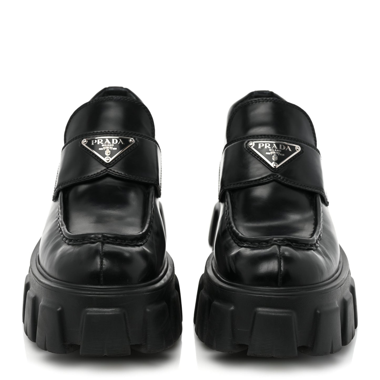 Spazzolato Rois Metal Triangle Logo Monolith 55mm Loafers 37.5 Black