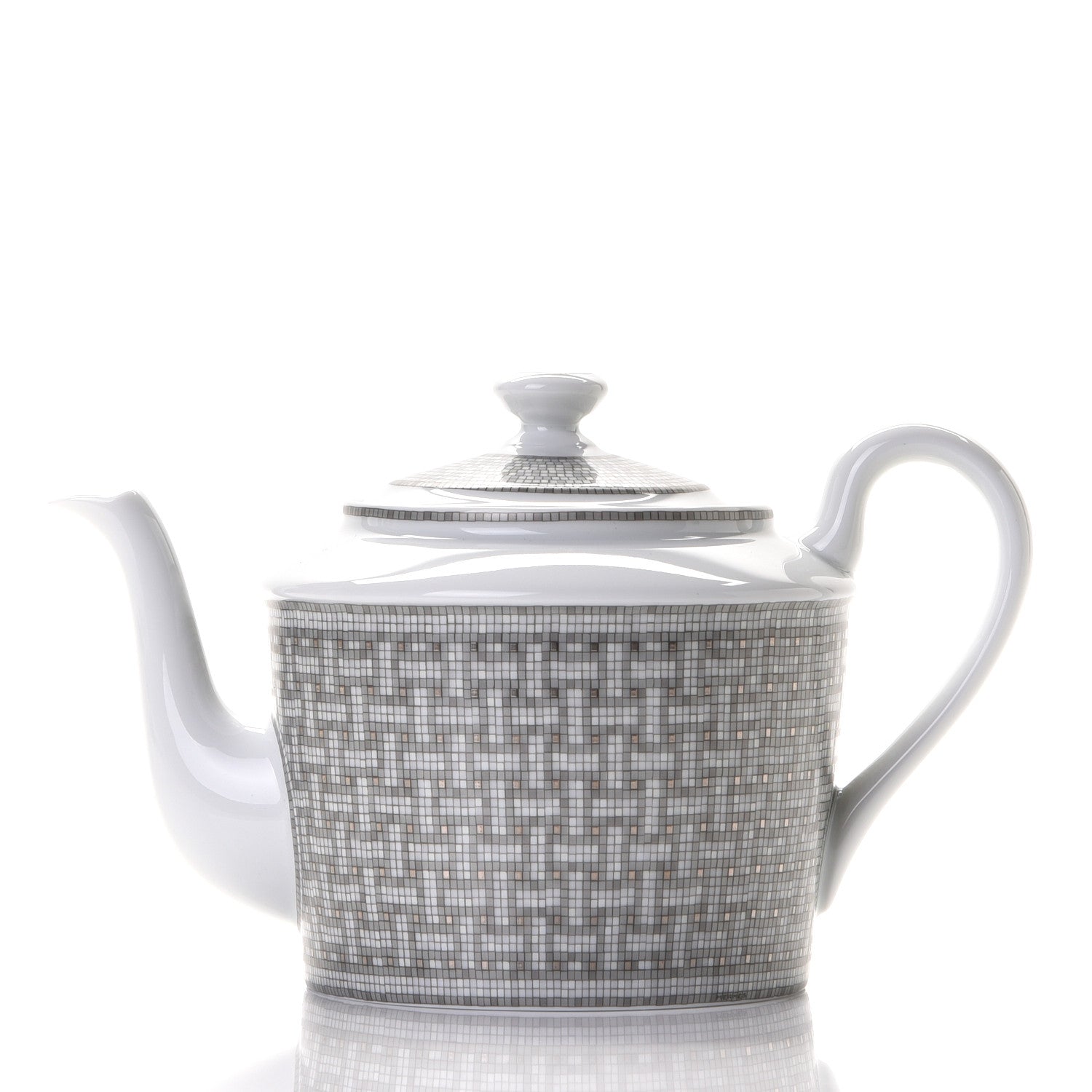 Hermes Porcelain 24 Mosaique Teapot Cup Set Platinum 2 of 12