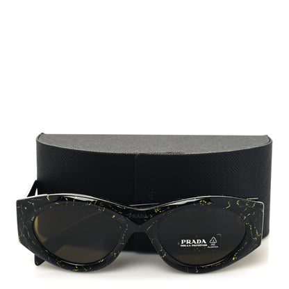 Prada Acetate Oval Symbole Sunglasses SPR 20Z Black Green Marble 7 of 7
