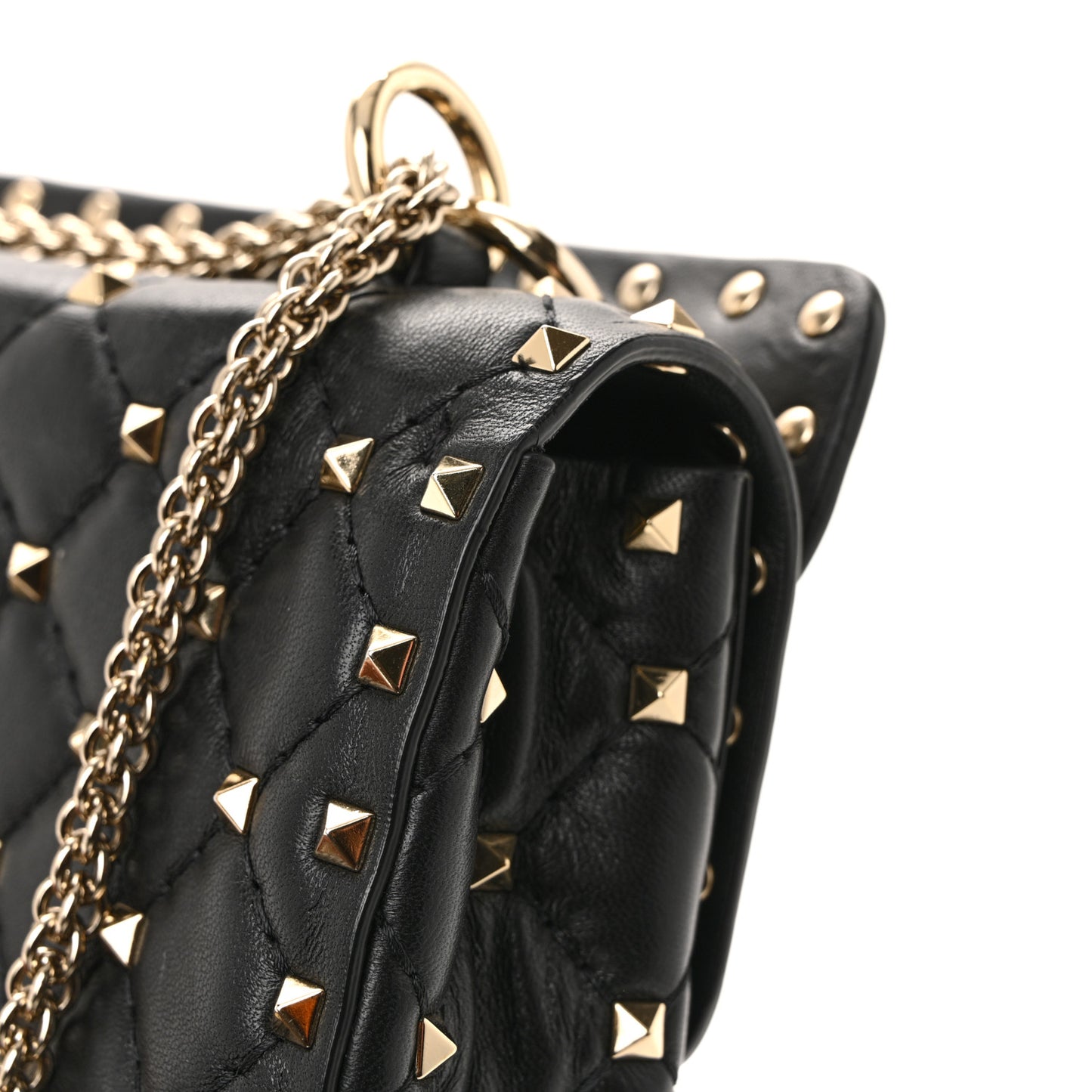 Nappa Small Rockstud Spike Shoulder Bag Black