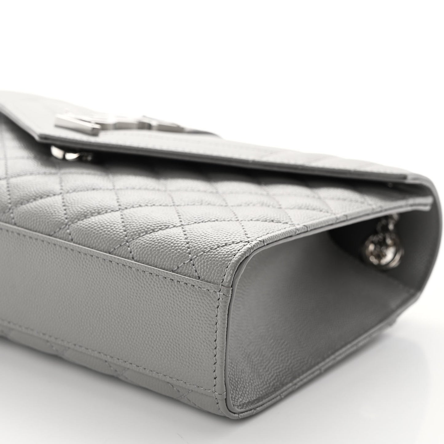 Grain De Poudre Textured Mixed Matelasse Medium Triquilt Monogram Satchel New Stone