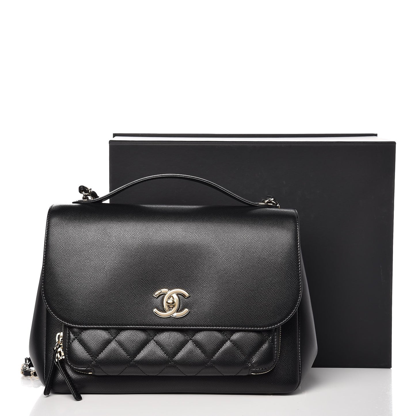 Caviar Quilted Large Business Affinity Flap Black
