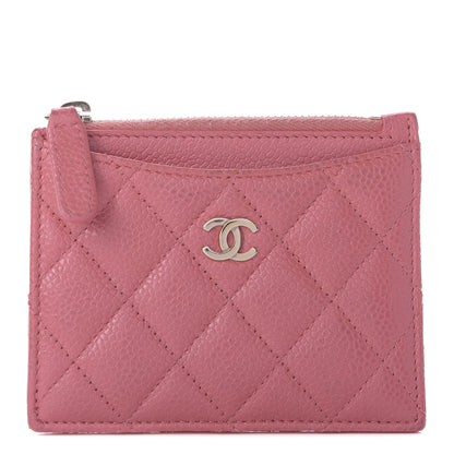 Chanel Caviar Quilted CC Zip Card Holder Pink 1 of 8