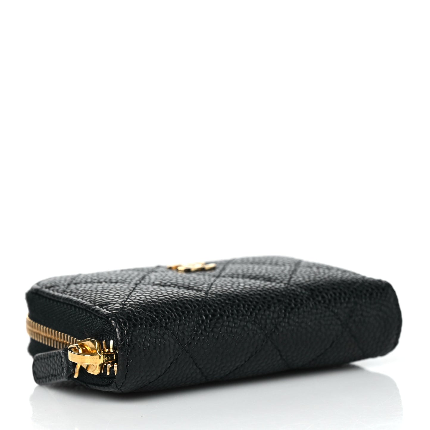 Caviar Quilted Zip Coin Purse Black