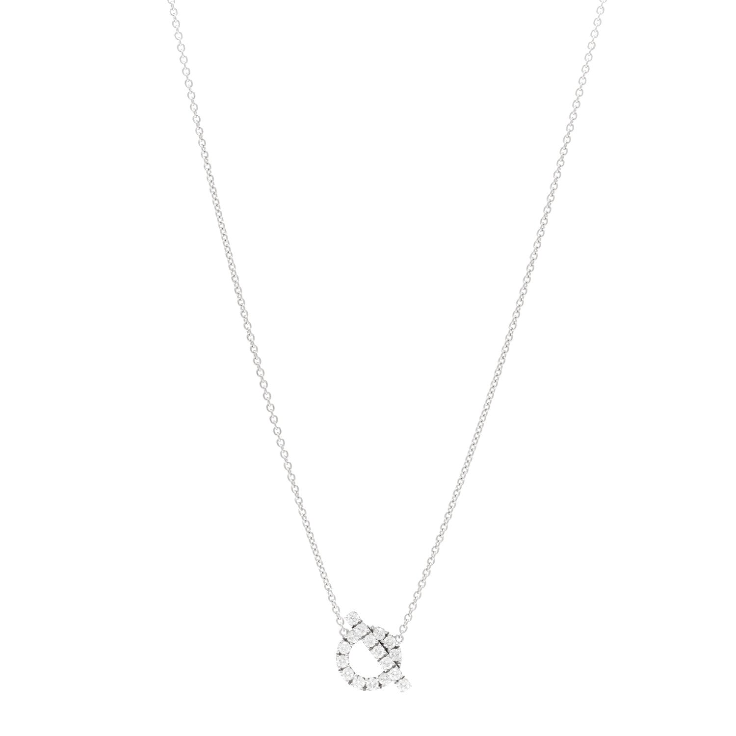 Hermes 18K White Gold Diamond Finesse Pendant Necklace 1 of 5
